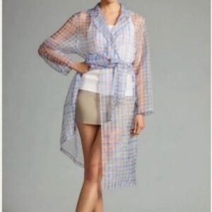 Anthropologie Maeve Sheer Plaid Duster NWT